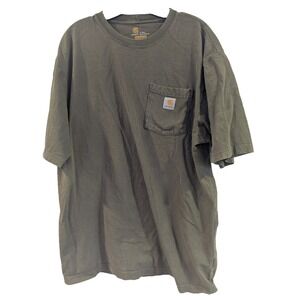 Carhartt Mens Large Tall LT Green T-Shirt Loose Fit Short Sleeve Heavyweight K87
